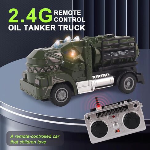 Multi Dinosaur Oil Tanker Military Truck Toy for Boys with Lights and Remote Control in Saudi Arabia
