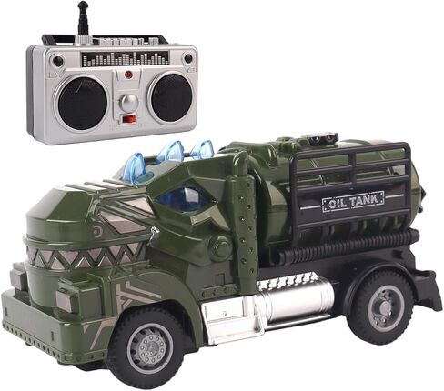 Multi Dinosaur Oil Tanker Military Truck Toy for Boys with Lights and Remote Control in Saudi Arabia