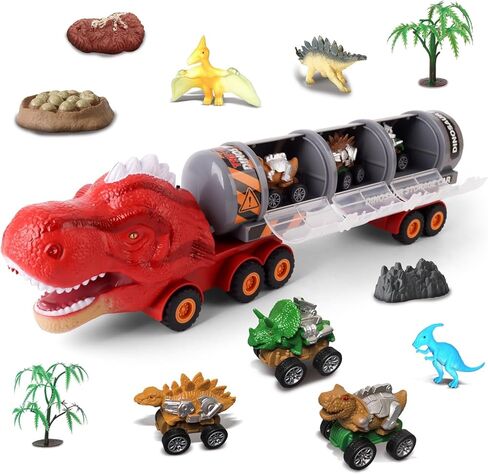 Multi Dinosaur Oil Tanker Military Truck Toy for Boys with Lights and Remote Control in Saudi Arabia