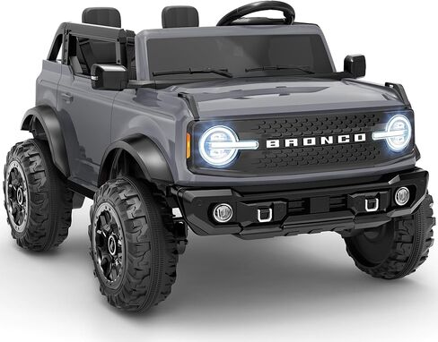 سيارة كهربائية للأطفال من First Ride On مرخصة من Ford Bronco Base 24V، لعبة ركوب مع جهاز تحكم عن بعد للوالدين، سيارة كهربائية للأطفال مع أحزمة أمان، بلوتوث، نظام تعليق زنبركي وإضاءة LED (رمادي) in Kuwait