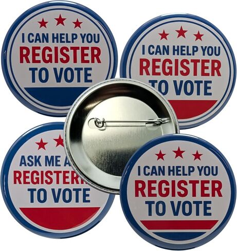 Election buttons: Register to Vote variety pack pinback buttons -large, 2.25 inch - bulk pack of 100 pins in Saudi Arabia