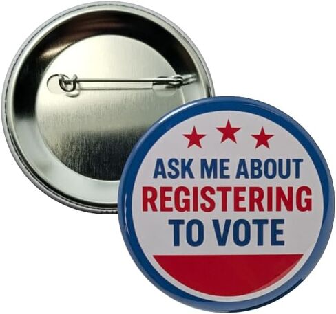 Election buttons: Ask Me About Registering to Vote pinback buttons - large, 2.25 inch - pack of 10 pins in Saudi Arabia