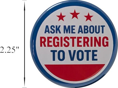 Election buttons: Ask Me About Registering to Vote pinback buttons - large, 2.25 inch - pack of 10 pins in Saudi Arabia