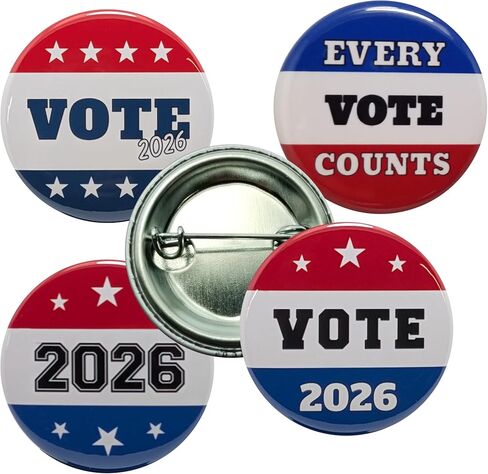 Election button: Vote 2026 variety pack pinback buttons -small, 1.25 inch - bulk pack of 120 pins in Saudi Arabia