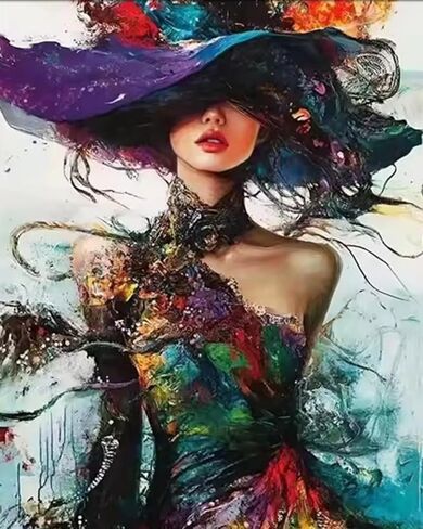 DOTSTART Paint by Numbers Kit for Adults Beginner,Colorful Woman Wearing a Hat Adult Paint by Number Kits on Canvas,Painting by Numbers Easy Oil Painting,for Home Wall Decor15.7X19.7 Inch in Saudi Arabia