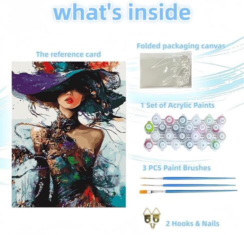 DOTSTART Paint by Numbers Kit for Adults Beginner,Colorful Woman Wearing a Hat Adult Paint by Number Kits on Canvas,Painting by Numbers Easy Oil Painting,for Home Wall Decor15.7X19.7 Inch in Saudi Arabia