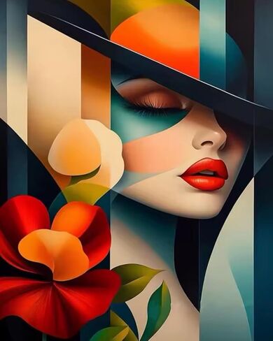 DOTSTART Paint by Numbers Kit for Adults Beginner,Colorful Woman Wearing a Hat Adult Paint by Number Kits on Canvas,Painting by Numbers Easy Oil Painting,for Home Wall Decor15.7X19.7 Inch in Saudi Arabia