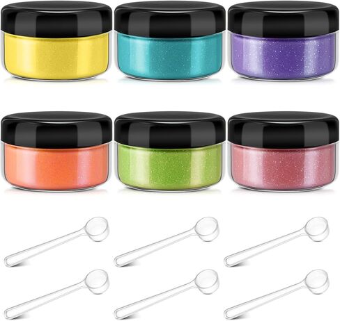 مجموعة مسحوق النقش Heigble 6 قطع بوزن 0.5 أونصة من أجل بطاقات المعايدة اليدوية اليدوية لصنع دعوات الزفاف في سجل القصاصات (لون مشرق) in Kuwait