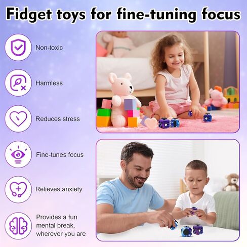 Fidget Toy Cube, Cube Fidget Anxiety Relief Toys for Adults and Kids, 6 Sided Cube Toy Fidget Hand-Held for Adults, Audible/Silent Fidget Toys Cubes for ADD/ADHD/OCD in Kuwait