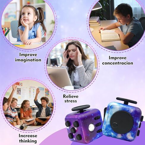 Fidget Toy Cube, Cube Fidget Anxiety Relief Toys for Adults and Kids, 6 Sided Cube Toy Fidget Hand-Held for Adults, Audible/Silent Fidget Toys Cubes for ADD/ADHD/OCD in Kuwait