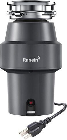 Ranein 1/2 HP Garbage Disposal with Power Cord, Quiet Stainless Steel Grinding, Continuous Feed Kitchen Sink Food Waste Disposer, DeepCut Fine Grinding Anti-Clog System in Kuwait