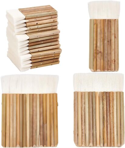 OLYCRAFT 15Pcs Hake Brush for Watercolor 3 Size Hake Watercolor Brushes Hake Art Paint Brushes Bamboo Blender Ceramics Glaze Paint Brush for Watercolor Wash Dust Cleaning Ceramic Pottery Painting in Saudi Arabia