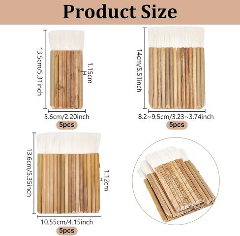 OLYCRAFT 15Pcs Hake Brush for Watercolor 3 Size Hake Watercolor Brushes Hake Art Paint Brushes Bamboo Blender Ceramics Glaze Paint Brush for Watercolor Wash Dust Cleaning Ceramic Pottery Painting in Saudi Arabia
