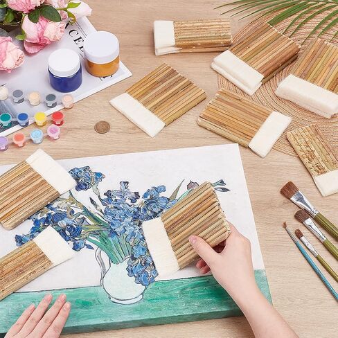 OLYCRAFT 15Pcs Hake Brush for Watercolor 3 Size Hake Watercolor Brushes Hake Art Paint Brushes Bamboo Blender Ceramics Glaze Paint Brush for Watercolor Wash Dust Cleaning Ceramic Pottery Painting in Saudi Arabia