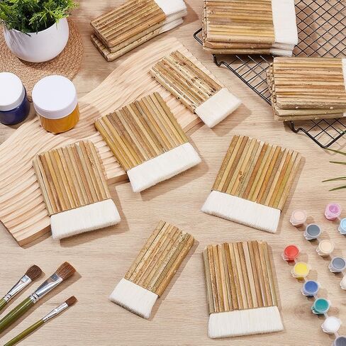 OLYCRAFT 15Pcs Hake Brush for Watercolor 3 Size Hake Watercolor Brushes Hake Art Paint Brushes Bamboo Blender Ceramics Glaze Paint Brush for Watercolor Wash Dust Cleaning Ceramic Pottery Painting in Saudi Arabia