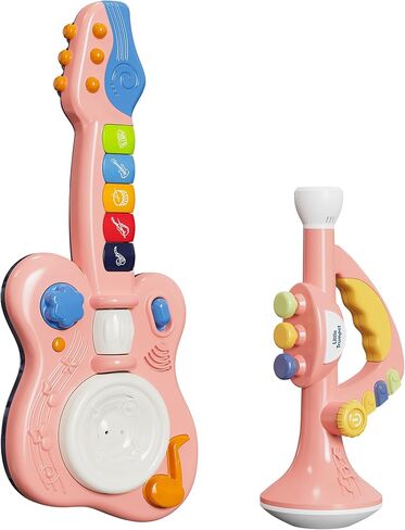 ألعاب الآلات الموسيقية للأطفال الصغار من مونتيسوري مع البوق والجيتار للأطفال الصغار، وأعياد الميلاد، مجموعة ألعاب موسيقية لتعلم ما قبل المدرسة للأطفال الأولاد والبنات من عمر 2 3 4 5 أزرق in Kuwait