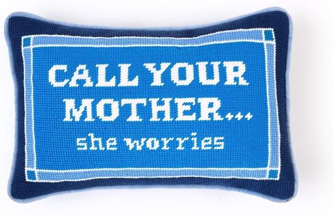 شركة Two's Call Your Mother Needlepoint وسادة مع أنابيب مخملية، بطول 30.48 سم in Saudi Arabia