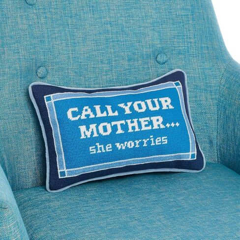 شركة Two's Call Your Mother Needlepoint وسادة مع أنابيب مخملية، بطول 30.48 سم in Saudi Arabia
