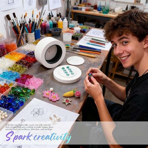 Extra Large Microwave Kiln, Professional Extra Large Microwave Kiln with 10 Kiln Papers for Glass Fusing Melting DIY Glass Jewelry Making at Home Workshop Art Craft Tool in Kuwait