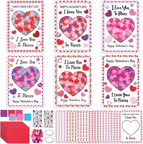 مجموعة من 24 مجموعة من بطاقات Suncatchers لعيد الحب من Funrous، مجموعة صنع بطاقات عيد الحب DIY، مناديل ورقية على شكل قلب مع ملصقات ماسية مغلف، اصنع الحرف اليدوية الخاصة بك لتزيين هدايا العطلات في الفصول الدراسية in Saudi Arabia