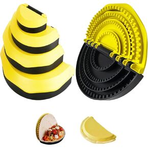 4-in-1 Tortilla Sealer, Tortilla Crimper & Quesadilla Maker - 4/6/8/10-inch Separation Crimper Plates, Make Sealed Tacos, Sandwich, Burritos & More, BPA-Free, Dishwasher Safe, Yellow & Black in Kuwait