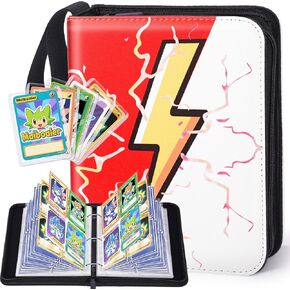 Card Binder-4 Pocket Zipper Collection Album with Double-Sided Display for 400 Cards,Premium PU Holder,Includes 5 Hard Plastic Sleeves for Game Cards,Sports Cards in Saudi Arabia