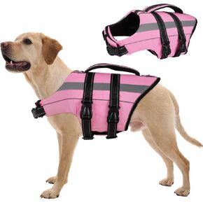 FUAMEY Large Dog Life Jackets with D-Rings, Reflective Dogs Flotation for Swimming Boating, Adjustable Dog Swim Vest Beach Pool, Burgundy, XL in Saudi Arabia