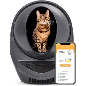Litter-Robot 3 Connect by Whisker، رمادي - صندوق فضلات القطط أوتوماتيكي ذاتي التنظيف، التحكم في التطبيق، يساعد على تقليل روائح صندوق الفضلات، يعمل مع أي فضلات متكتلة، ضمان لمدة عام من WhiskerCare in Kuwait