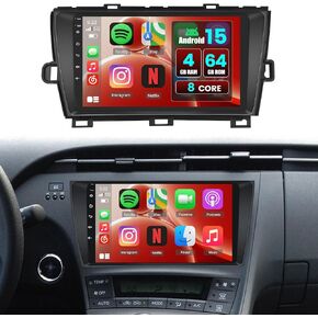 Android Car Stereo for Toyota Prius 2010-2015 with Wireless CarPlay Android Auto, 9 Inch Touchscreen GPS Navigation System with HiFi BT FM RDS Backup Camera (2G+32G) in Kuwait