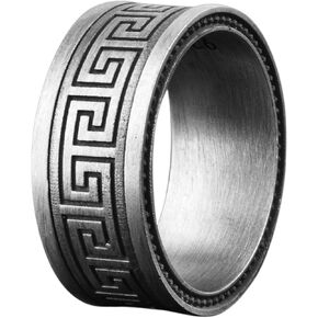 BySilverStone - Grecian Meander Mens Engagement Ring, Ancient Greek Mythology Promise Ring For Him, Hellenic Mens Ring For Wedding in Saudi Arabia