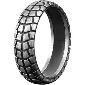BySilverStone - Motorcycle Tire Motifs Wedding Ring, 925 Sterling Silver Men Wedding Band, Motorcycle Art, Engagement Band, Mens Promise Ring, Best Man Gift in Kuwait
