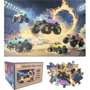 Monster Truck Rally Jumbo Floor Puzzle for Kids - 48 Large Pieces, 3ft x 2ft - Toddler Puzzles, Preschool Learning Toys, Big Piece Floor Puzzles for Kids, Ring of Fire - Tot Dojo in Saudi Arabia