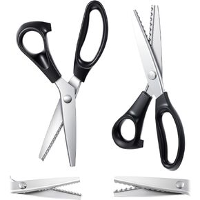2 Pcs Pinking Shears for Fabric Cutting, 7 mm Scalloped Scissors 5 mm Zig Zag Cut Sewing 9.2" Professional Handheld Dressmaking, Great for Many Kinds of Sewing Fabrics Leather and Craft Paper in Kuwait