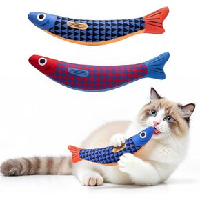 ألعاب القطط مع [5000 ملجم A + النعناع البري الطبيعي والفضة] [درجة الأطفال] ألعاب تفاعلية ناعمة للمضغ للقطط والقطط الصغيرة، لعبة صوت السمكة [التجعيد والجرس]، تدفع القطط بالملل إلى الجنون بالمرح in Kuwait