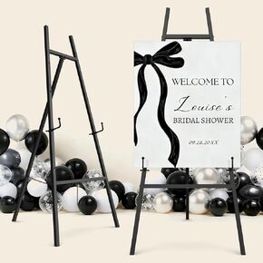 حامل حامل أسود لللافتات، حامل معدني بارتفاع 4 طبقات مع سلسلة قابلة للتعديل، حامل فني عالي التحمل للرسم، لافتة الزفاف، الحفلات، الملصقات والعرض التجاري in Kuwait