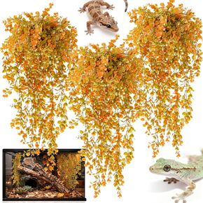 3 قطع من النباتات المعلقة الزائفة وموائل الزواحف - نباتات تررم صناعية مع جذع حديد، كروم صناعية مقاومة للأشعة فوق البنفسجية للتنين الملتحي أبو بريص ثعبان السلحفاة ديكور داخلي وخارجي in Kuwait
