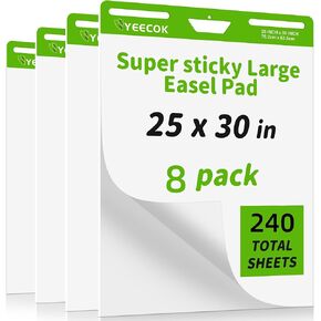 لوحة حامل لاصقة مقاس 25 بوصة × 30 بوصة، 30 ورقة/وسادة، 4 وسادات/حزمة، ورق مخطط قلاب لاصق للمعلمين، قوة التصاق فائقة ومقاومة للنزيف in Kuwait