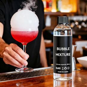 Edible Bubble Mixture for Cocktail, Food-Safe & Non-Toxic Bubble Solution, Over 1000 Bubbles, 7oz Bottle Liquid Refill for Cocktail Bubble Gun in Kuwait