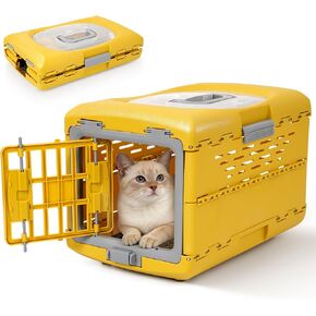 حامل القطط للحيوانات الأليفة للقطط، حامل قطط بلاستيكي قابل للطي صلب للتخييم وزيارات الطبيب البيطري والسفر، قفص حامل سفر للحيوانات الأليفة قابل للتنفس بالكامل أقل من 13 رطل (18.9 بوصة طول × 11.8 بوصة عرض × 12.6 بوصة ارتفاع) in Kuwait