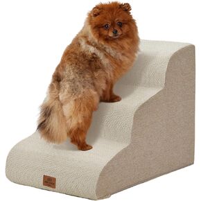 Joydeco Dog Stairs for Bed 29" H, 5-Step Pet Steps for Small Dogs and Cats, Dog Steps for High Bed, Non-Slip Balanced Ramp Indoor Pet Stairs, Beige in Kuwait