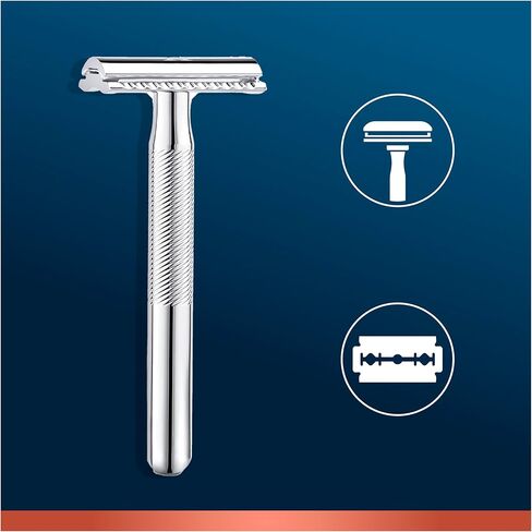 King C. Gillette Double Edge Safety Razor for Men, 5 Platinum Coated Double Edge Razor Blades, Gifts for Men in Kuwait