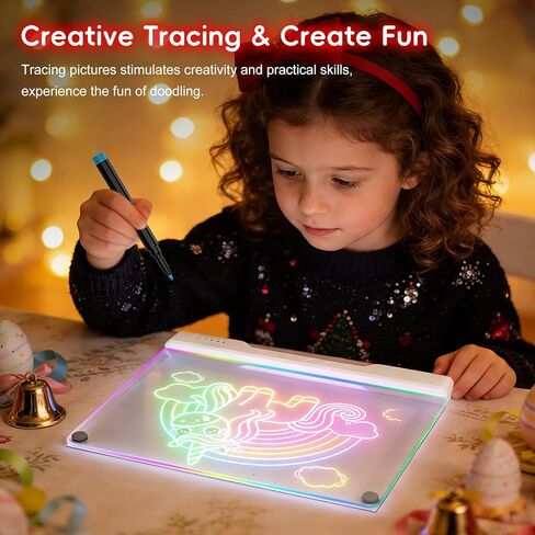 لوحة رسم LED للأطفال مقاس 16 بوصة، لوحة إضاءة قابلة لإعادة الشحن، 3 أوضاع توهج و7 ألوان، ألعاب وهدايا مثالية للأولاد والبنات، عمر 3 سنوات فما فوق، هدية للكتابة والرسم للأطفال الصغار، تتضمن 7 أقلام تحديد in Kuwait