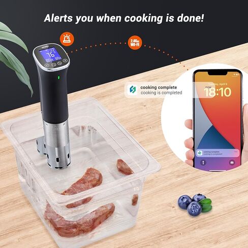 طباخ Inkbird WIFI Sous Vide ISV-300W، آلة Sous-Vide بقدرة 1000 واط مع 14 وصفة محددة مسبقًا، جهاز تدوير الغمر الحراري ثلاثي الأبعاد سريع التسخين مع مؤقت (ISV-300W) in Kuwait