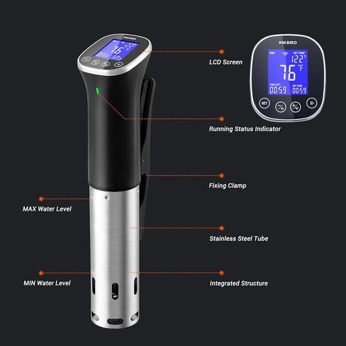 طباخ Inkbird WIFI Sous Vide ISV-300W، آلة Sous-Vide بقدرة 1000 واط مع 14 وصفة محددة مسبقًا، جهاز تدوير الغمر الحراري ثلاثي الأبعاد سريع التسخين مع مؤقت (ISV-300W) in Kuwait