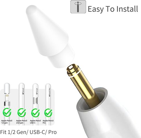 Apple Pencil Replacement Tips for 2nd/1st Generation (4-Pack), Compatible with iPad Pro Pencil 2nd/1st Generation—Genuine Material Tips in Saudi Arabia