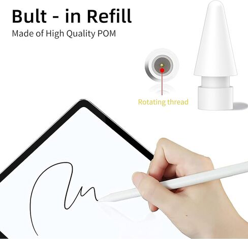 Apple Pencil Replacement Tips for 2nd/1st Generation (4-Pack), Compatible with iPad Pro Pencil 2nd/1st Generation—Genuine Material Tips in Saudi Arabia