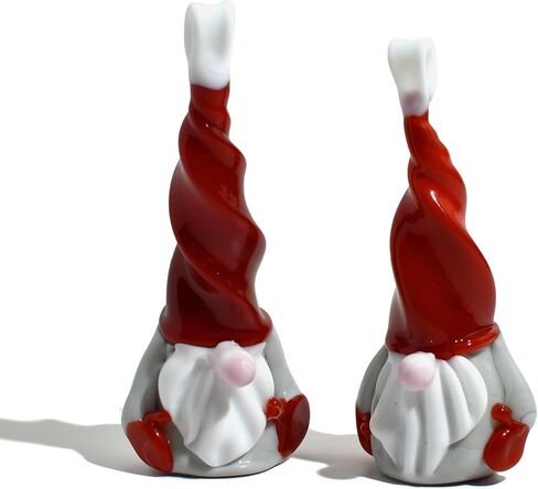 MY ITALIAN DÉCOR مجموعة زجاج مورانو مكونة من قطعتين من ديكورات التماثيل للمنزل، قطعتين، 3.25 بوصة، تماثيل ديكور المنزل، هدية جنوم، زخارف شجرة عيد الميلاد، صنع في إيطاليا، فكرة in Kuwait