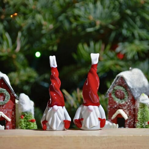 MY ITALIAN DÉCOR مجموعة زجاج مورانو مكونة من قطعتين من ديكورات التماثيل للمنزل، قطعتين، 3.25 بوصة، تماثيل ديكور المنزل، هدية جنوم، زخارف شجرة عيد الميلاد، صنع في إيطاليا، فكرة in Kuwait