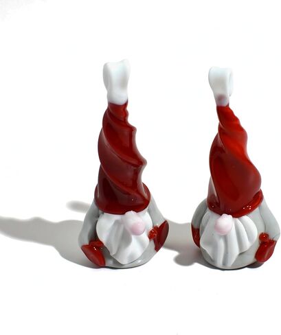 MY ITALIAN DÉCOR مجموعة زجاج مورانو مكونة من قطعتين من ديكورات التماثيل للمنزل، قطعتين، 3.25 بوصة، تماثيل ديكور المنزل، هدية جنوم، زخارف شجرة عيد الميلاد، صنع في إيطاليا، فكرة in Kuwait