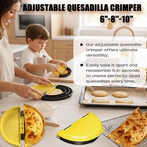 Tortilla Sealer, 3-in-1 Upgraded Quesadilla Maker with 6", 8", and 10" Fully Removable Presses, a Dish Brush, Adjustable & Detachable Crimper for Burritos, Tacos, Dumplings, Calzones, and Sandwiches. in Kuwait